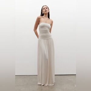 Bayse Leah Elegant Cream Strapless Maxi Dress Baby